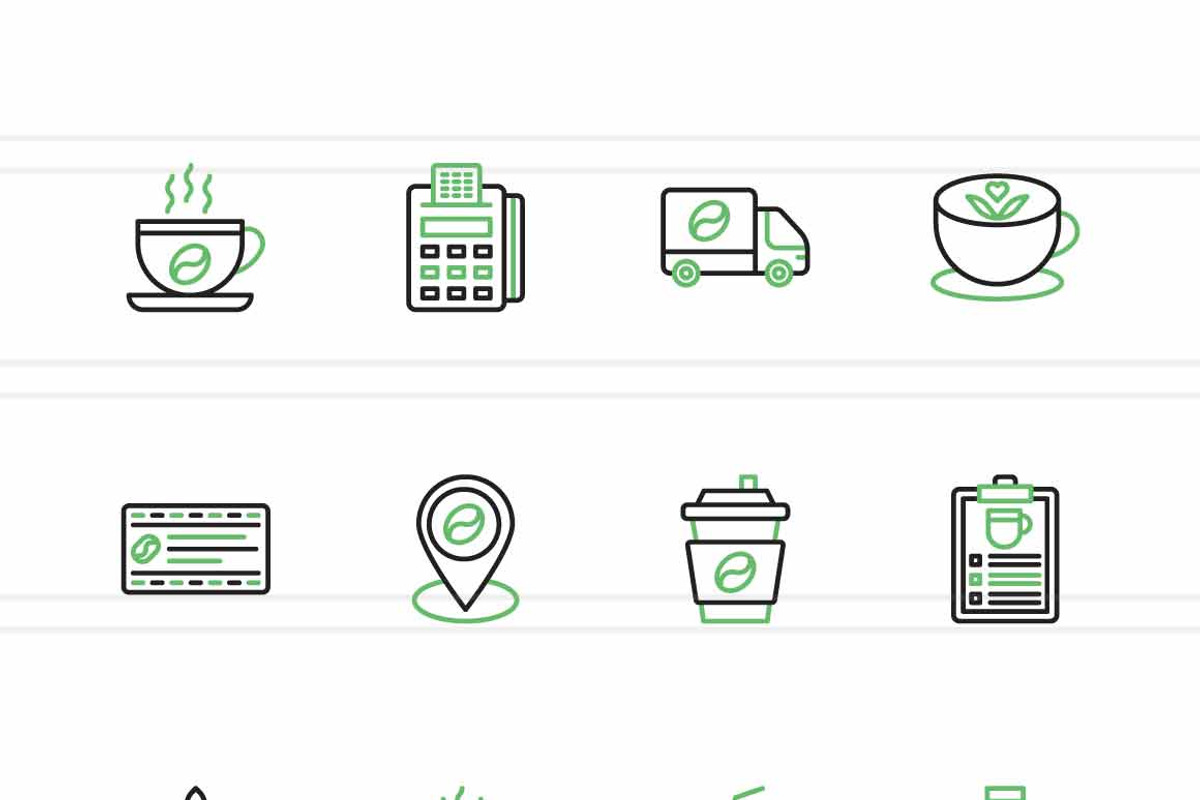 25 Coffee Culture Green & Black Icon, an Icon by IconBunny (Photo 2 of 2)