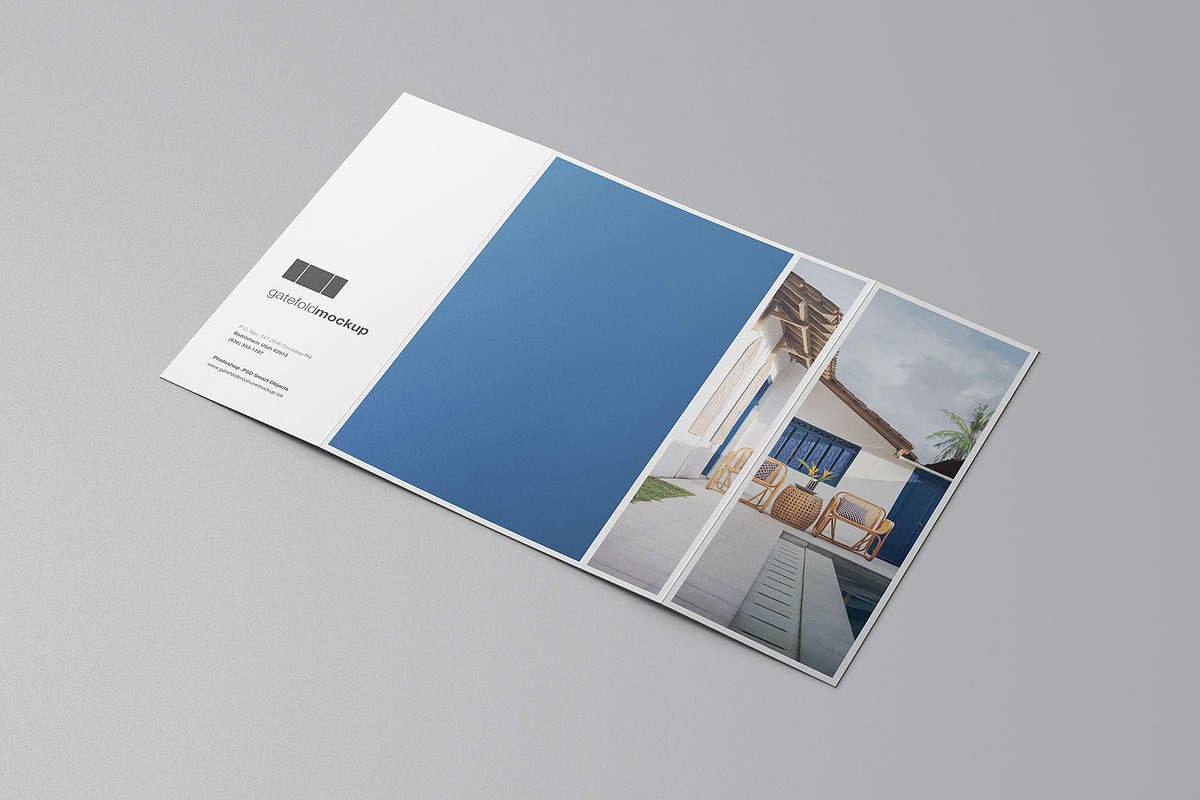 Single Gatefold Brochure Mockup, a Books & Magazine Mockup by Graphic Pear