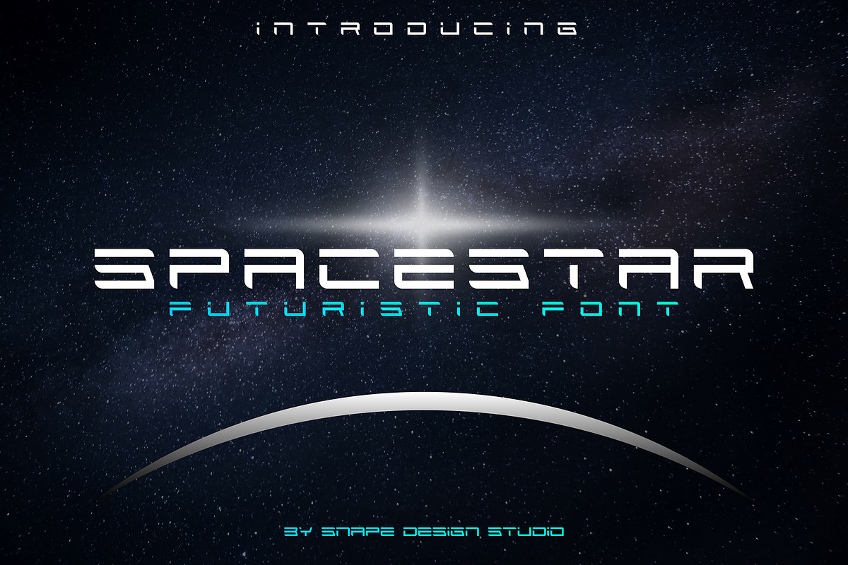 Spacestar - Futuristic Font, a Font by Snape Design Studio (Photo 1 of 6)