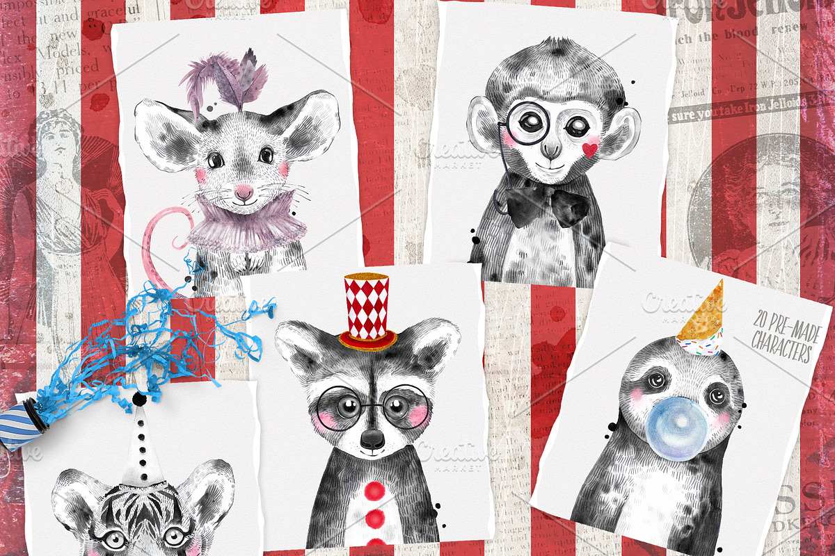 CIRCUS BABIES watercolor set, an Animal Illustration by Natali Smolova (Photo 6 of 8)