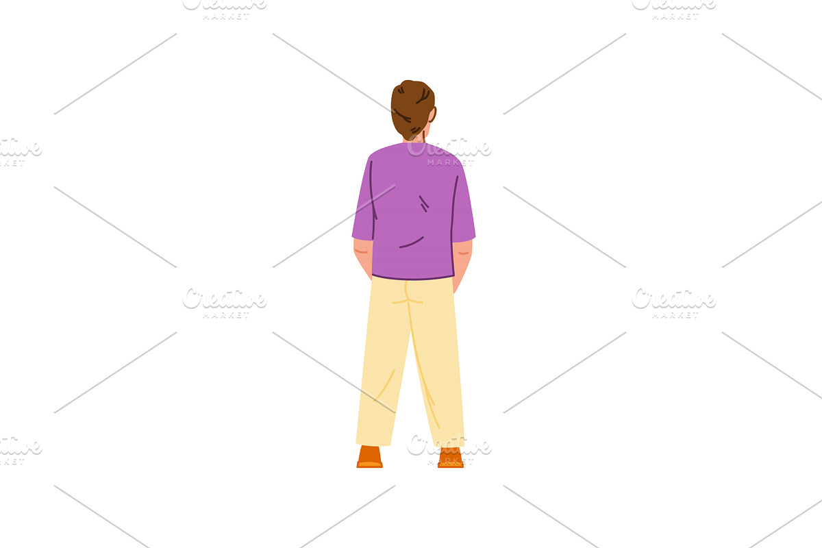 Young man standing with hands behind, a Person Illustration by pikepicture