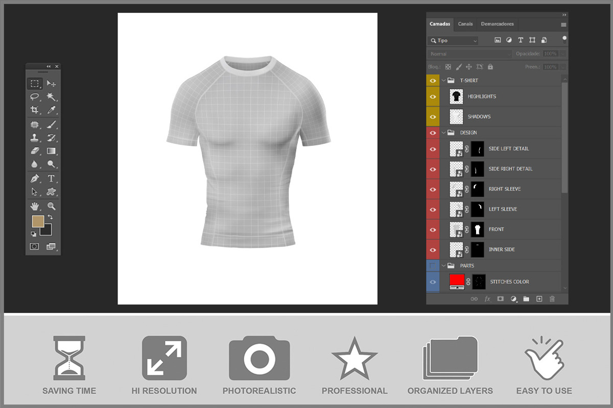 Short Sleeve Compression T-shirt PSD, an Apparel Mockup by Bruno's Shop (Photo 3 of 4)