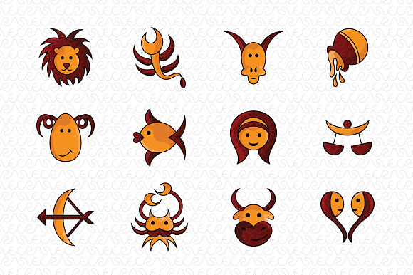 Kids Style Zodiac Signs Vector Icon