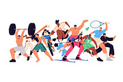 Group of athletes doing sports, an Illustration by PaperTrident (Thumbnail 2 of 2)