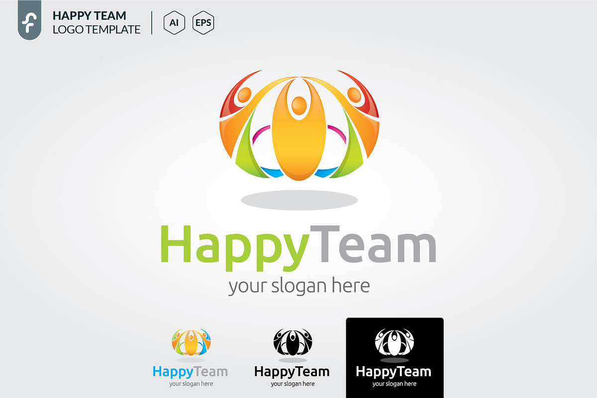 Happy team logo template, a Branding & Logo Template by ft.studio