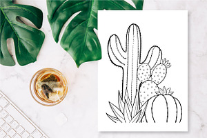 85 Vector Cactus Coloring Pages