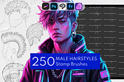 250 Male Hairstyles Procreate Stamps, a Brush Add-On by Selentaori Studio (Thumbnail 1 of 13)