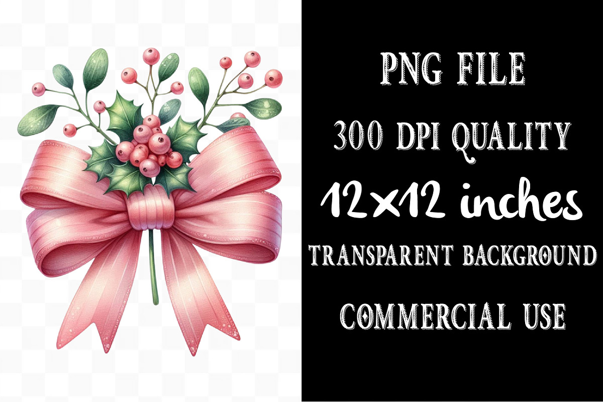Watercolor Pink Christmas Clipart, an Illustration by Designking (Photo 4 of 5)