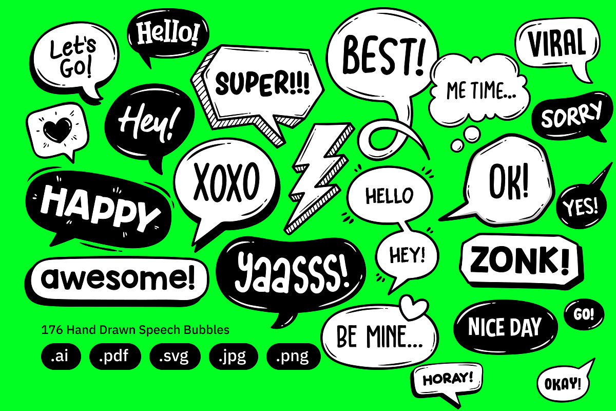 Hand Drawn Speech Bubbles – Doodles, an Object Graphic by crafty (Photo 3 of 10)