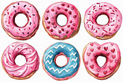 Watercolor Donut Clipart, an Illustration by Libby Wishes (Thumbnail 2 of 7)