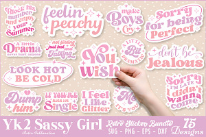 Yk2 Sassy Girl Sticker SVG Bundle.