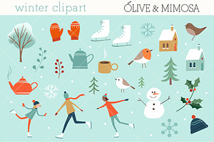 Winter illustration set