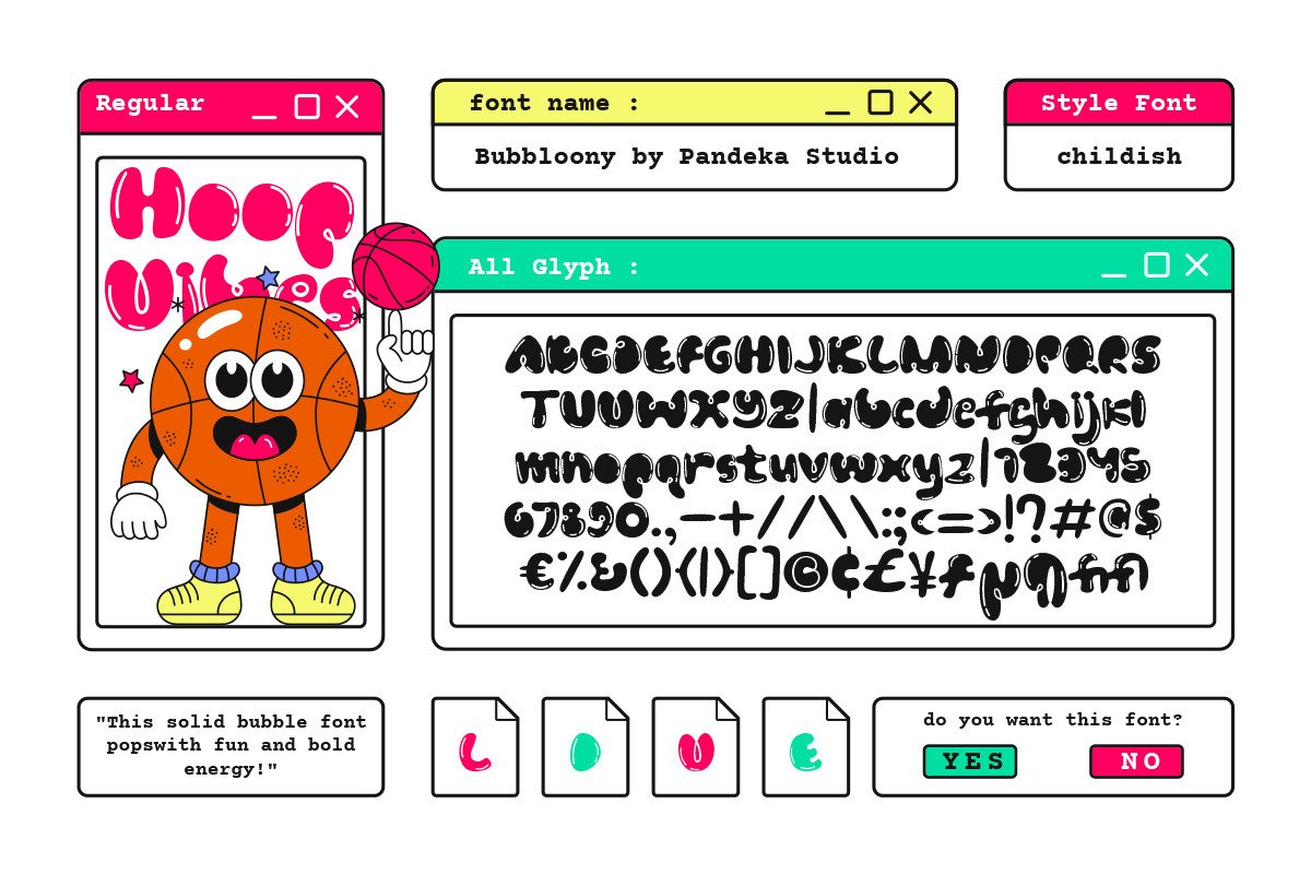 Bubbloony - Bubble Fun Font, a Sans Serif Font by Pandeka Studio (Photo 7 of 7)