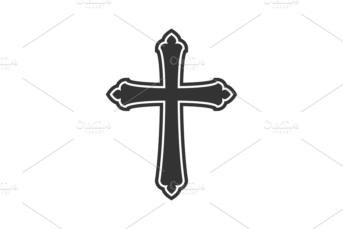Symbol of a church cross. Christianity religion symbol, an Illustration by Vector Shop