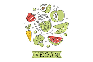 Vegan Food Banner Template, Organic, a Food Illustration by TopVectors
