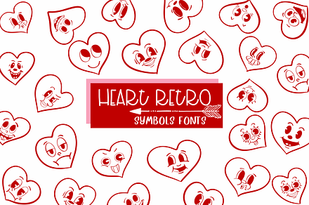 Heart Retro| Symbols Fonts, a Symbol Font by Sirinart
