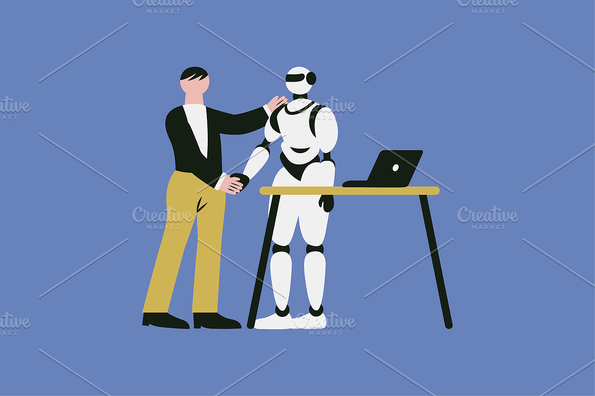 AI Robot vs Humanity Illustration, a Technology Illustration by Jump Studio (Photo 7 of 10)