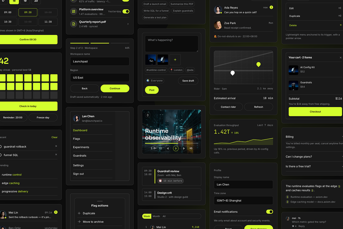 Axiom Figma UI Kit: 89 Blocks, Dark, an UI Kit Template by lynnn423 (Photo 3 of 5)