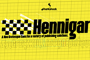 Hennigar, a Sans Serif Font by Sharkshock (Thumbnail 1 of 5)