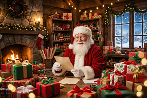 Santa Reading Christmas Letters, a Holiday Photo by Virgo Studio