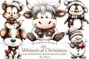 Whimsical Christmas Clipart Bundle, an Illustration by DreamCafeArt (Thumbnail 1 of 8)