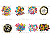 Happy Birthday Clipart, Birthday PNG, a Decorative Illustration by BrushstrokeArtGB (Thumbnail 6 of 9)