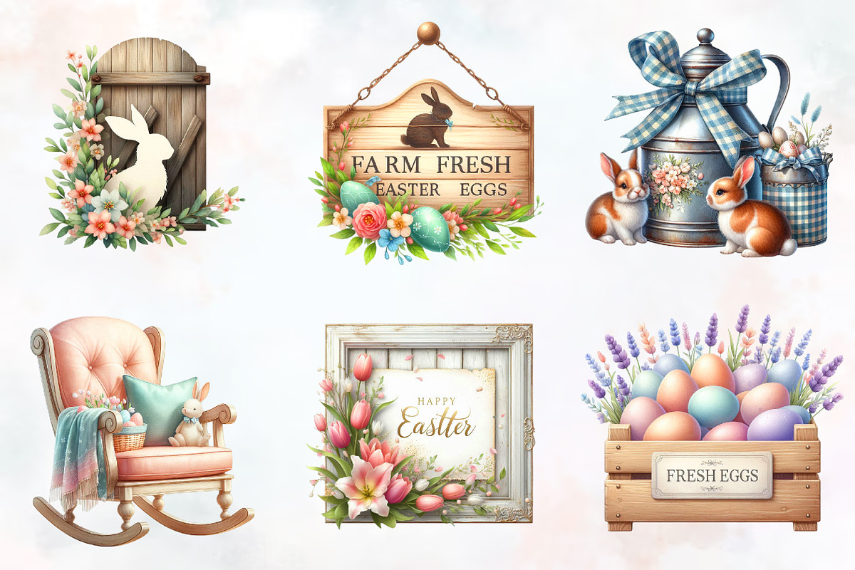 Country Farmhouse Easter PNG Clipart, an Illustration by RobertsArt (Photo 4 of 7)