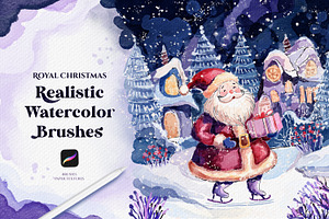 Watercolor Royal Christmas Brushes