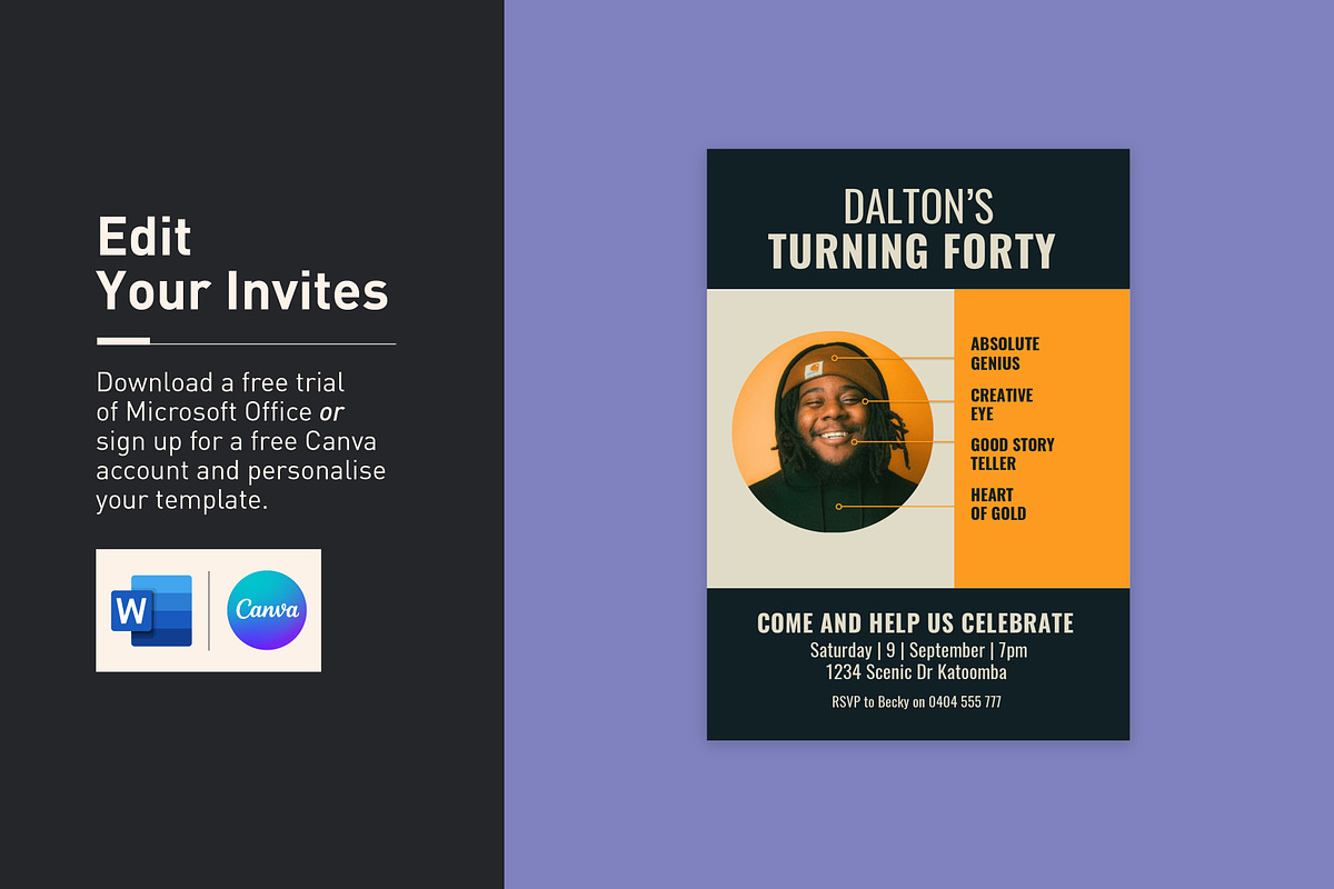 Dalton Birthday Invitation, an Invitation Template by Mountain Folk Creative (Photo 2 of 7)