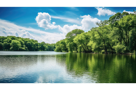 water trees and lake ai generated, a Nature Photo by pikepicture