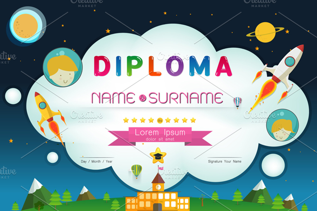 Certificate kids diploma, a Card Template by essense