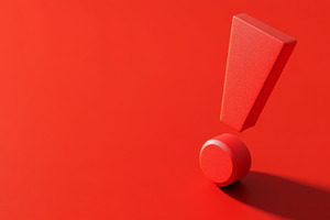 Bold 3D red exclamation mark, signifying importance or alert., an Abstract Photo by Natalia Klenova's Shop