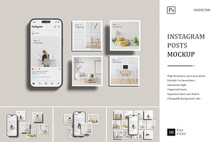 Instagram Posts Mockup, an iPhone Mockup by graphictime