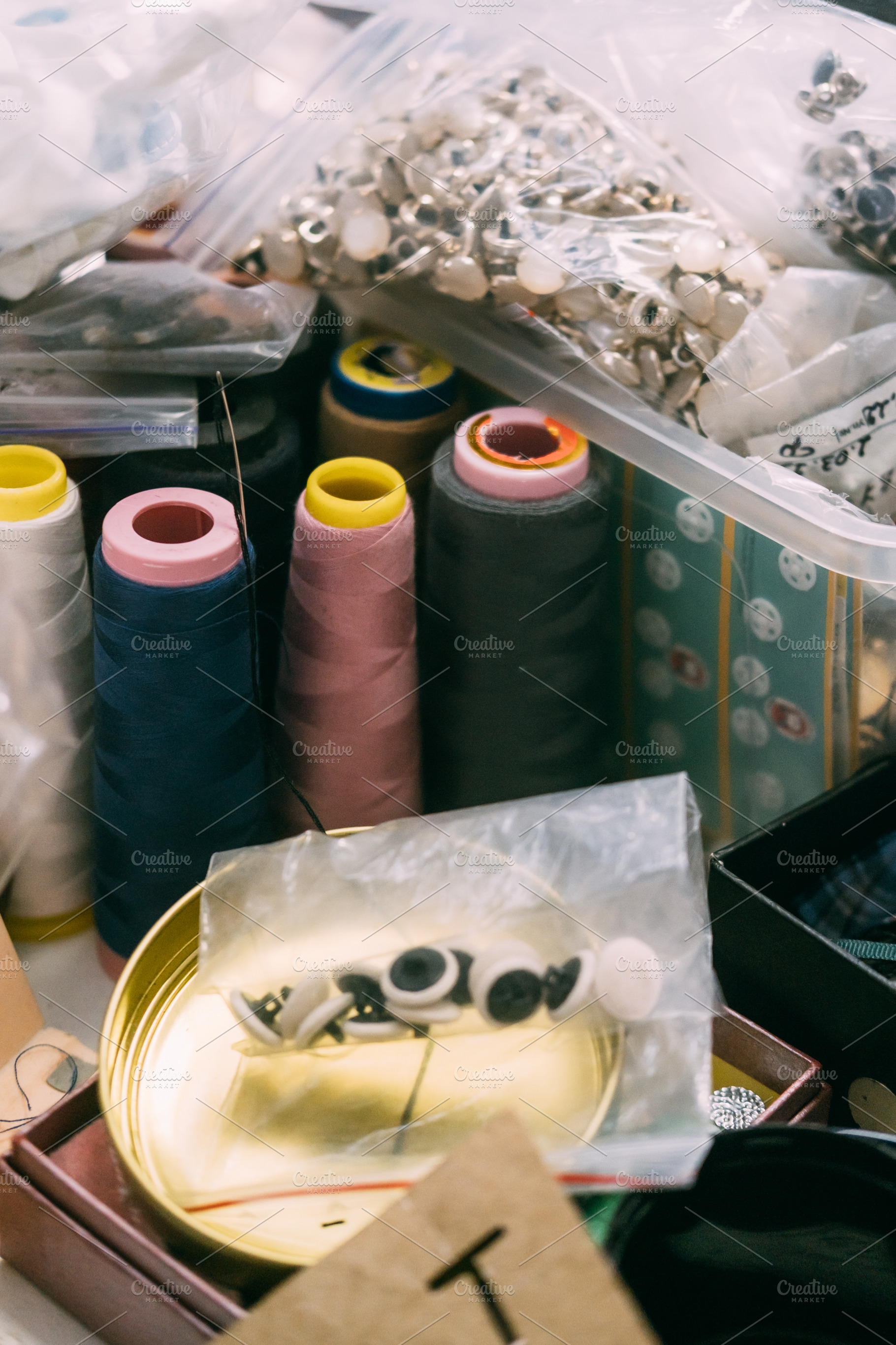 Sewing supplies tailor accessories storage box, an Industrial Photo by Photo Drive Studio
