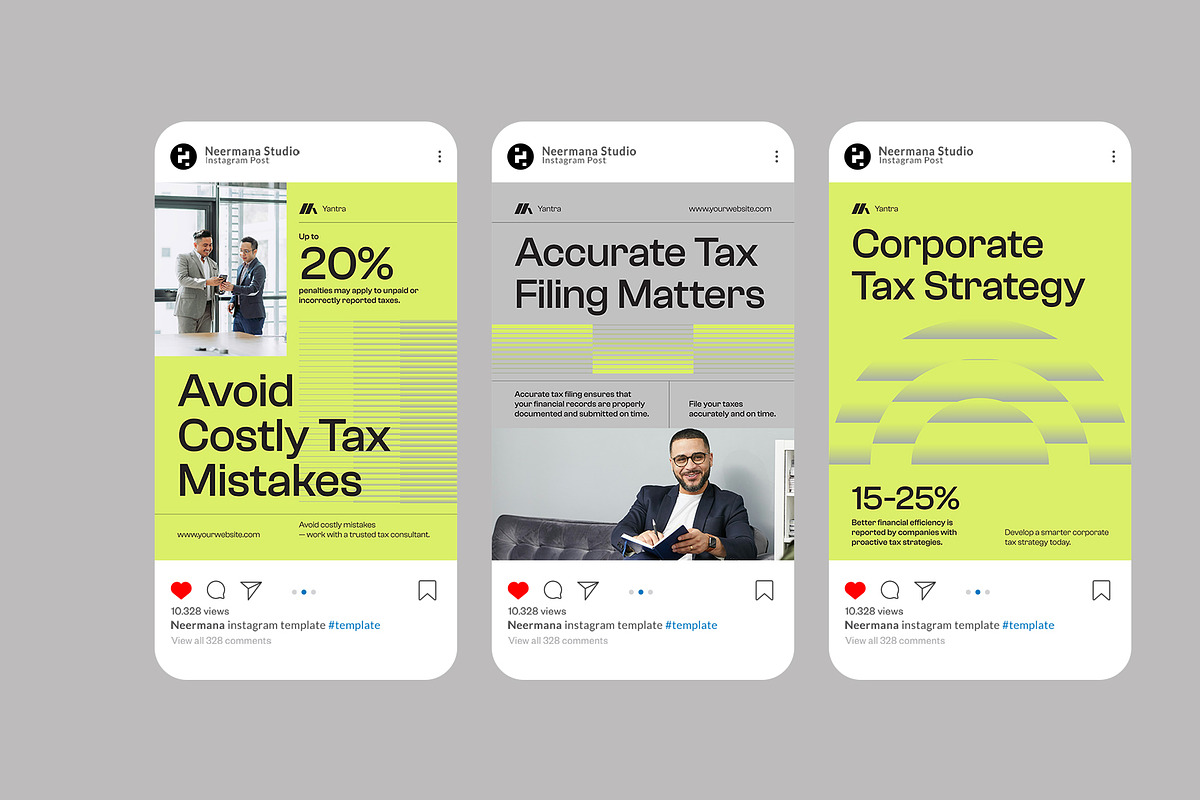 Gray Tax Consultant Instagram Post, a Social Media Template by Neermana (Photo 3 of 4)