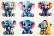 Baby Elephant with Emotion Clipart B, an Illustration by RobertsArt (Thumbnail 7 of 7)