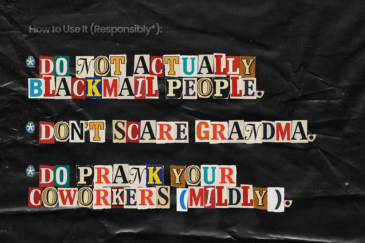 Blackmail — Paper Cutout Bitmap Font, a Symbol Font by AndrewPixelType (Photo 9 of 9)