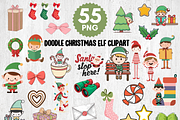 Doodle Christmas Elf Clipart Bundle, a Seasonal Illustration by LA Design (Thumbnail 1 of 10)
