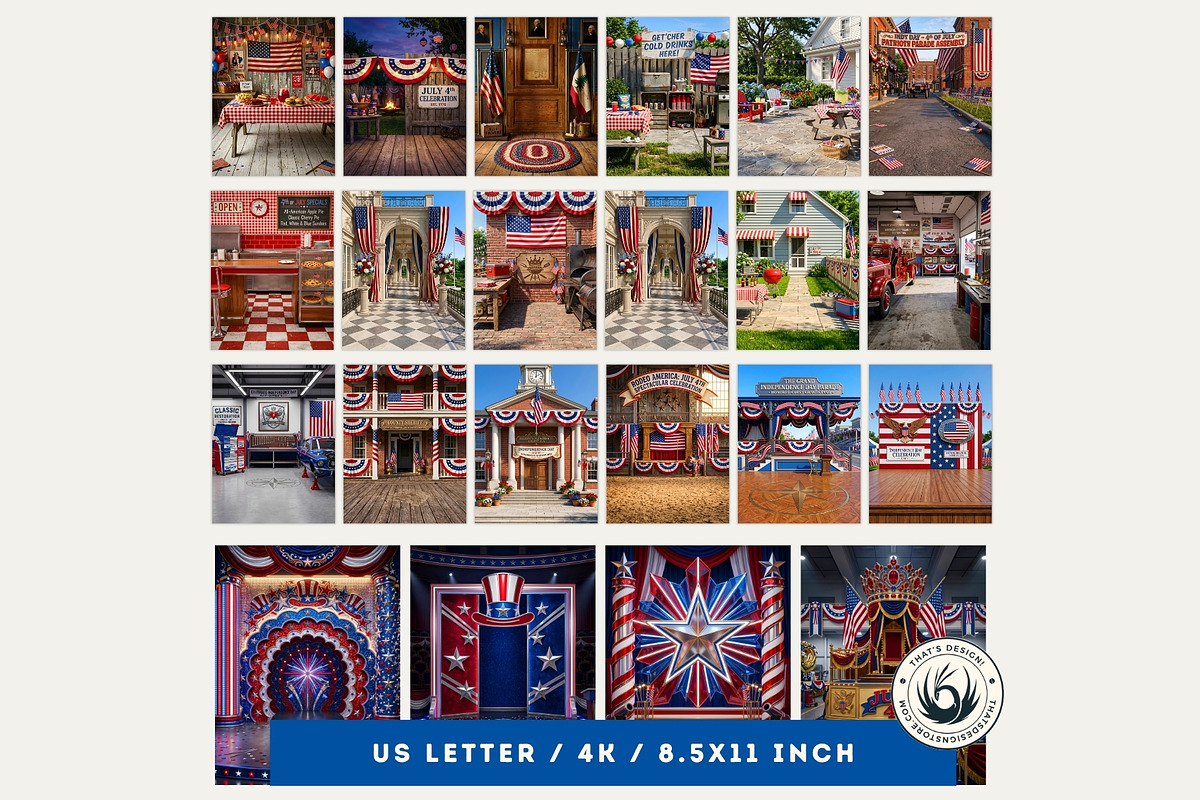 Patriotic 4th of july Backdrops v2, a Background Graphic by ThatsDesignArt (Photo 4 of 9)