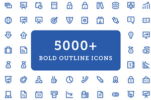 5000 Bold Outline Icons Bundle