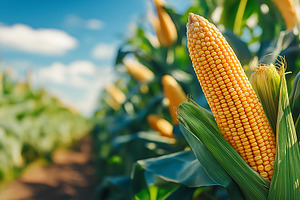 Ripe ear of corn grows in a lush, a Nature Photo by MistyDay