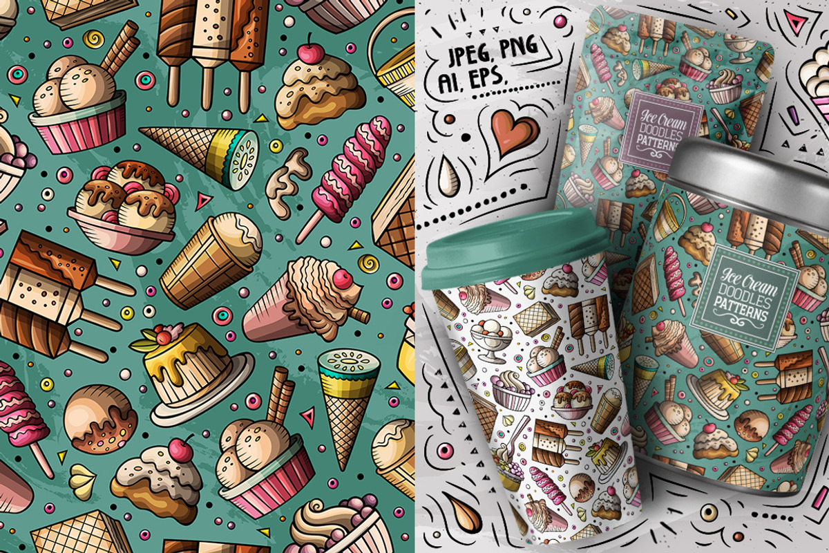 7 Ice Cream Seamless Patterns, a Pattern Graphic by BALABOLKA (Photo 5 of 8)