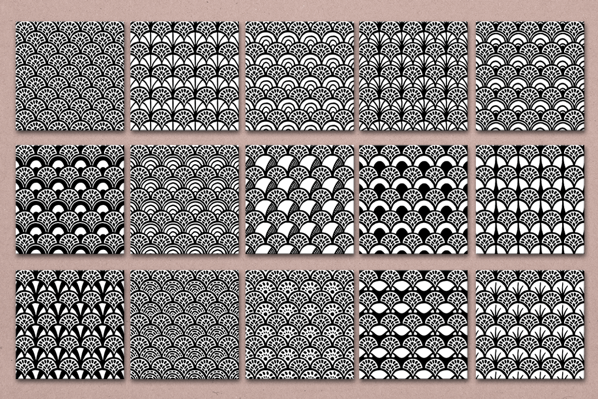 190 Handdrawn Scale Patterns, a Pattern Graphic by Monogram Fonts Co.