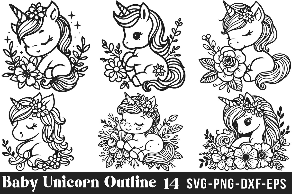 Baby Unicorn SVG Bundle, an Object Illustration by Libby Wishes (Photo 1 of 4)