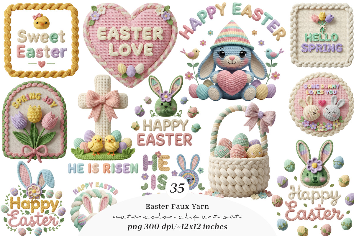 Easter Faux Yarn Clipart, an Illustration by SinaCreation (Photo 1 of 11)