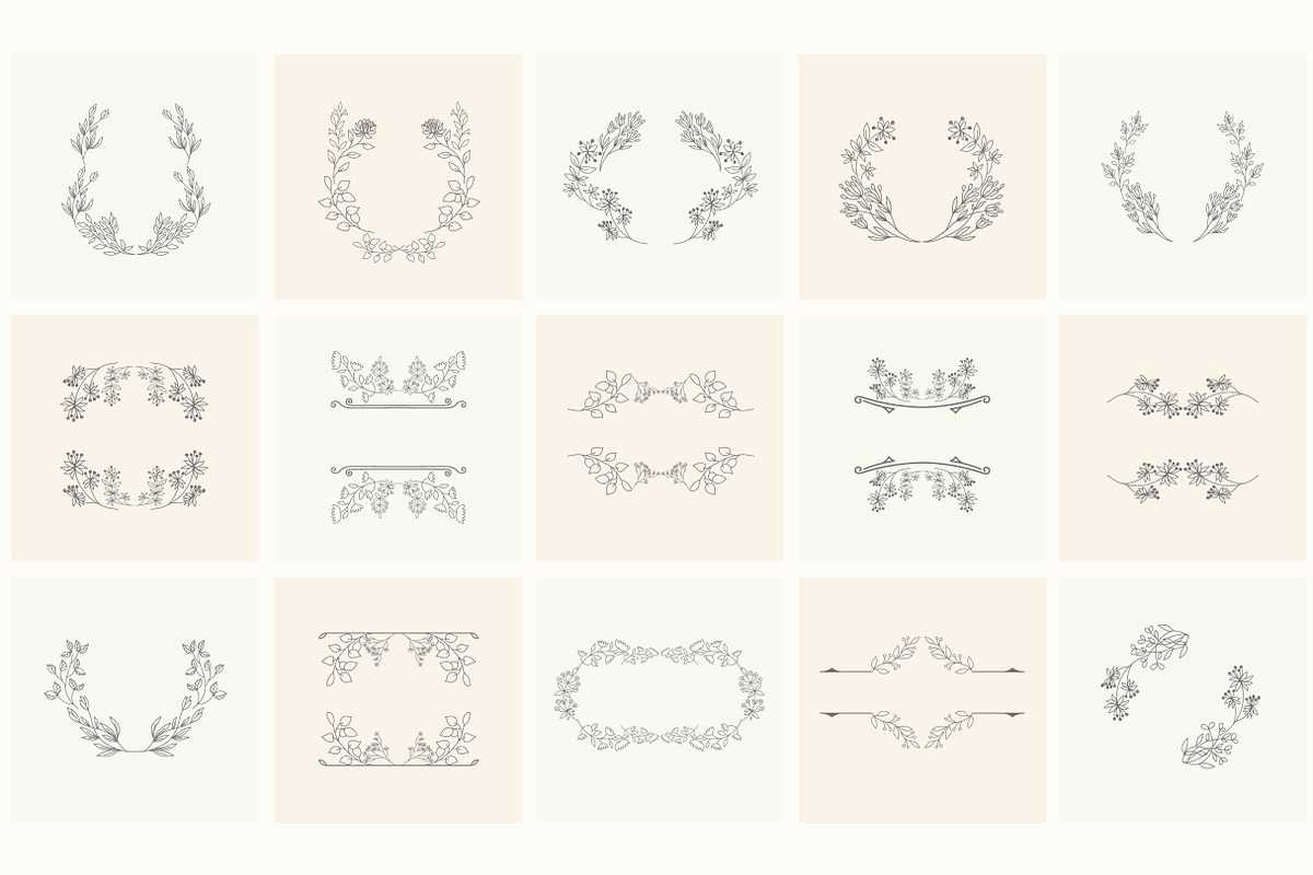 Hand drawn floral frames. Bundle., a Decorative Illustration by Designwork (Photo 11 of 21)