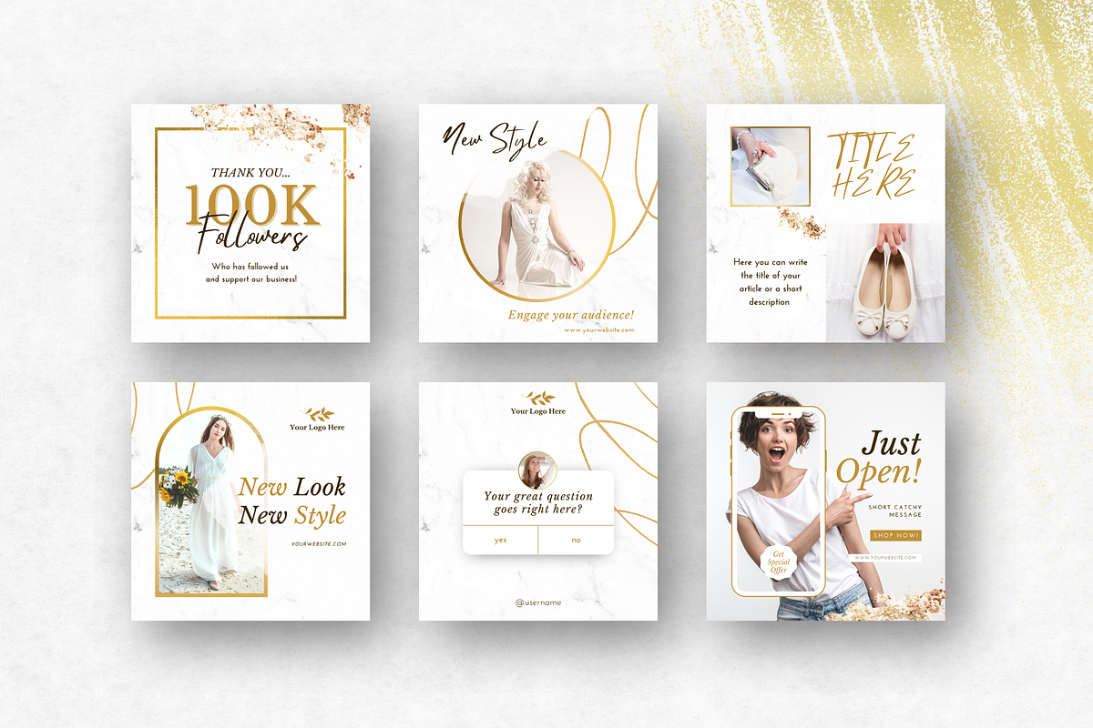 Instagram Post Template White & Gold
