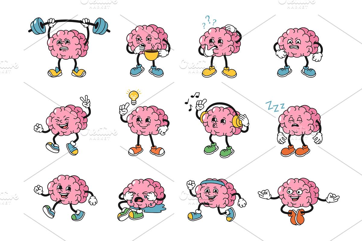Cartoon human brains mascot. Strong, a Graphic by winwin.art