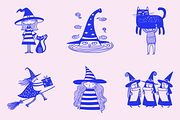 Halloween Witch Characters Set, a Person Illustration by Danil Polshin (Thumbnail 1 of 6)