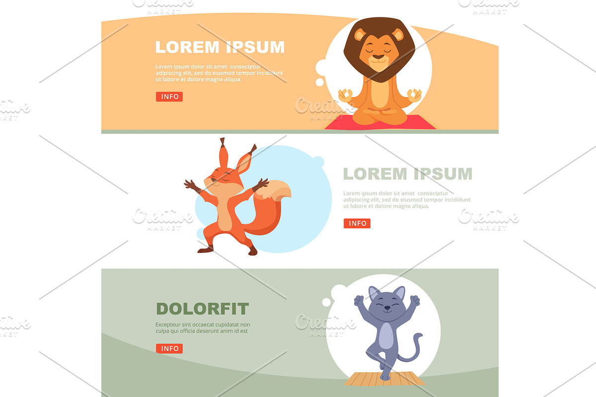 Yoga. banners template with wild, an Animal Illustration by Onyx